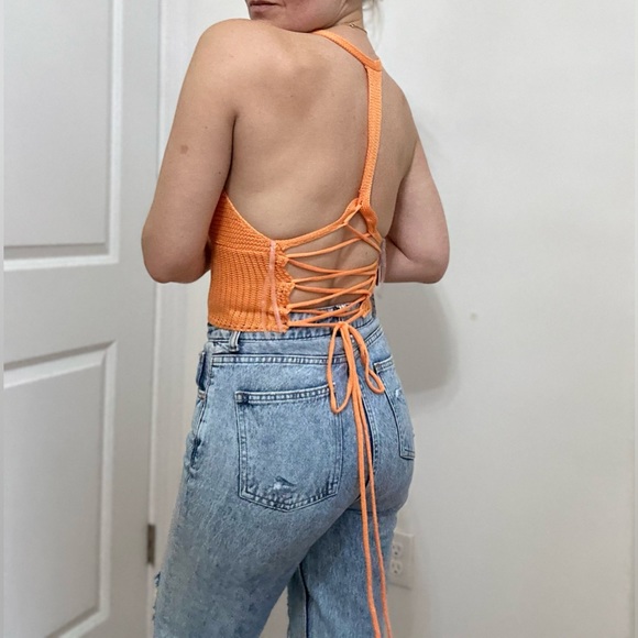 Summer Beach Racer Lace Up Back Crop Top - Picture 5 of 7